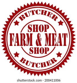 Rubber stamp with text Farm & Meat,vector illustration