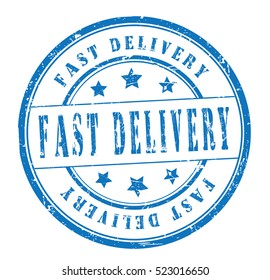 rubber stamp with text "fast delivery" on white, vector illustration