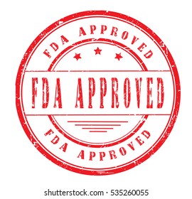 Rubber stamp with text, FDA APPROVED, on white, vector illustration