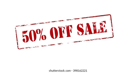 Rubber stamp with text fifty percent off sale inside, vector illustration