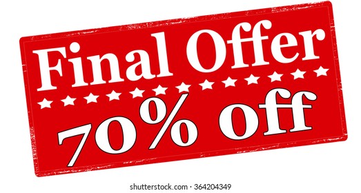 Rubber stamp with text final offer seventy percent off inside, vector illustration