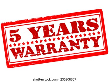 Rubber stamp with text five years warranty inside, vector illustration