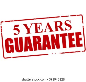 Rubber stamp with text five years guarantee inside, vector illustration