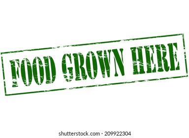 Rubber stamp with text food grown here inside, vector illustration