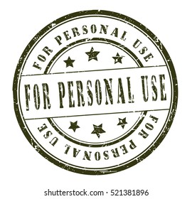 rubber stamp with text "for personal use" on white, vector illustration