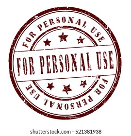 rubber stamp with text "for personal use" on white, vector illustration