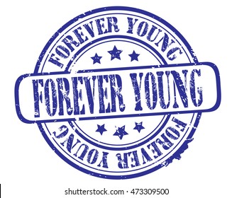 rubber stamp with text "forever young" on white, vector illustration