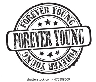 rubber stamp with text "forever young" on white, vector illustration
