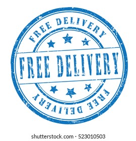 rubber stamp with text "free delivery" on white, vector illustration