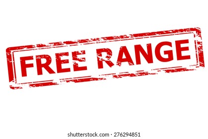 Rubber stamp with text free range inside, vector illustration