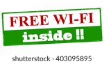 Rubber stamp with text free wi fi inside, vector illustration
