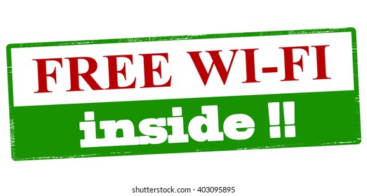 Rubber stamp with text free wi fi inside, vector illustration