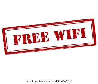 Rubber stamp with text free wi fi inside, vector illustration