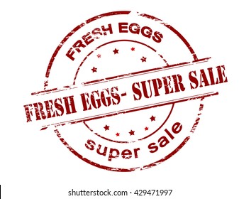 Rubber stamp with text fresh eggs super sale inside, vector illustration