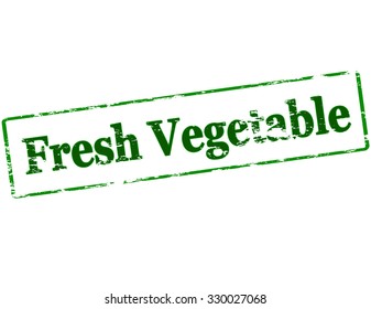 Rubber stamp with text fresh vegetable inside, vector illustration