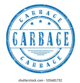 Rubber stamp with text, GARBAGE, on white, vector illustration