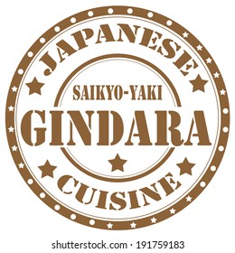 Rubber stamp with text Gindara Saikyo Yaki(Broiled Miso-Marinated Black Cod),vector illustration