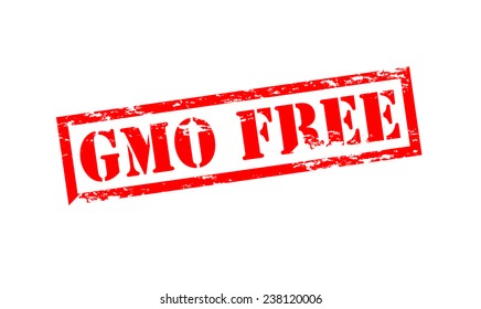 Rubber stamp with text GMO free inside, vector illustration