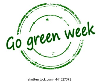 Rubber stamp with text go green week inside, vector illustration