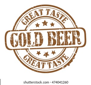 rubber stamp with text "gold beer, great taste" on white, vector illustration