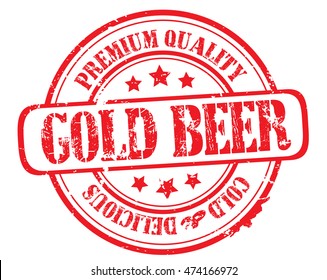 rubber stamp with text "gold beer, premium quality,cold and delicious" on white, vector illustration