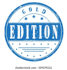 rubber stamp with text "gold edition" on white, vector illustration