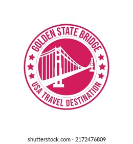 Rubber stamp with the text Golden state bridge travel destination written inside the stamp. America historical bridge architecture travel destination grunge rubber stamp vector