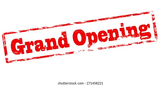 Rubber stamp with text grand opening inside, vector illustration