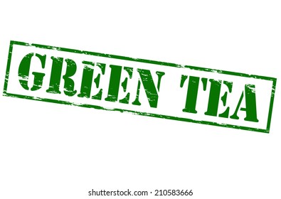 Rubber stamp with text green tea inside, vector illustration