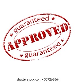 Rubber stamp with text guaranteed approved inside, vector illustration