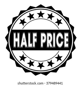  rubber stamp with text "half price" on white, vector illustration