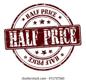 rubber stamp with text "half price" on white, vector illustration