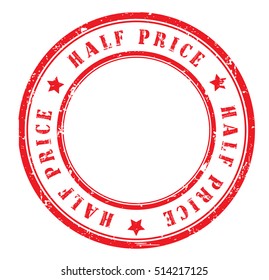 rubber stamp with text "half price" on white, vector illustration