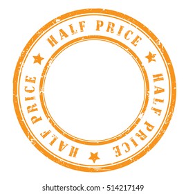 rubber stamp with text "half price" on white, vector illustration