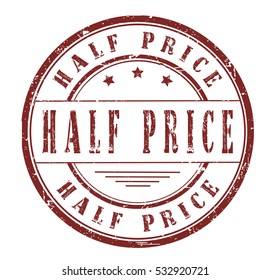 rubber stamp with text "half price" on white, vector illustration