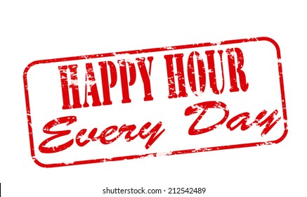 Rubber stamp with text happy hour inside, vector illustration