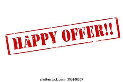 Rubber stamp with text happy offer inside, vector illustration