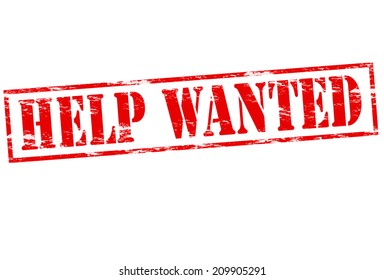 Rubber stamp with text help wanted inside, vector illustration