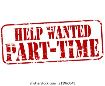 Rubber stamp with text help wanted part time inside, vector illustration