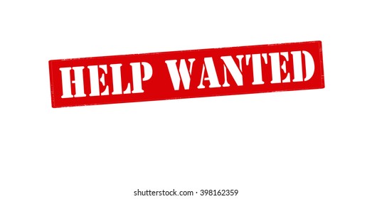 Rubber stamp with text help wanted inside, vector illustration