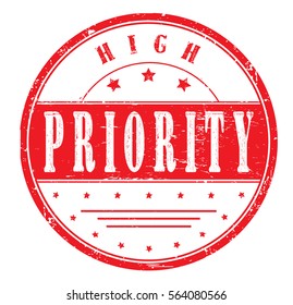 rubber stamp with text "high priority" on white, vector illustration