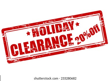 Rubber stamp with text holiday clearance inside, vector illustration