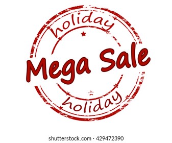 Rubber stamp with text holiday mega sale inside, vector illustration