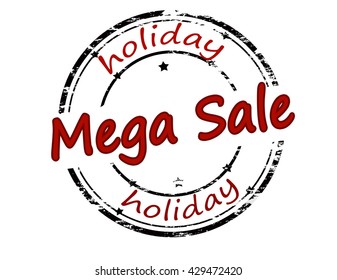 Rubber stamp with text holiday mega sale inside, vector illustration