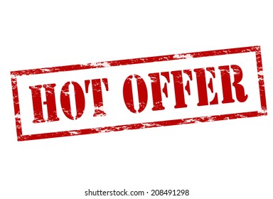 Rubber stamp with text hot offer inside, vector illustration