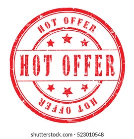 rubber stamp with text "hot offer" on white, vector illustration