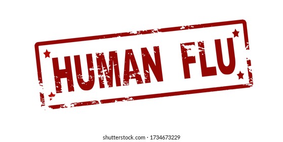 Rubber stamp with text human flu inside, vector illustration