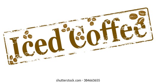 Rubber stamp with text iced coffee inside, vector illustration