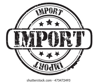 rubber stamp with text "import" on white, vector illustration