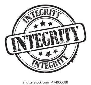 rubber stamp with text "integrity" on white, vector illustration
